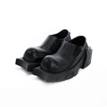 Round Head Derby Platform Shoes Devil Horn Cowhide Leather Low Top